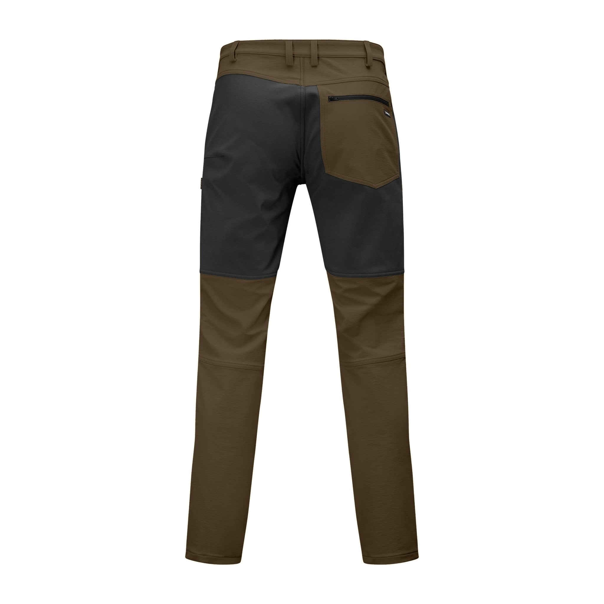 Swazi Ranger Pants back view in European Olive with reinforced panel and zipped pocket