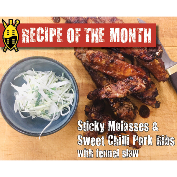 Sticky Molasses and Sweet Chilli Pork Ribs with Fennel Slaw