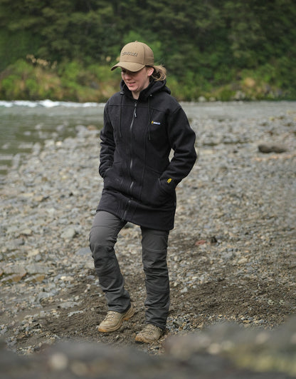 Swazi Amur Women’s Windbreaker Jacket with detachable hood, windproof fabric, and contoured fit for outdoor comfort.