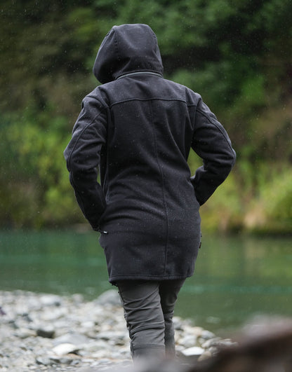 Swazi Amur Women’s Windbreaker Jacket with detachable hood, windproof fabric, and contoured fit for outdoor comfort.